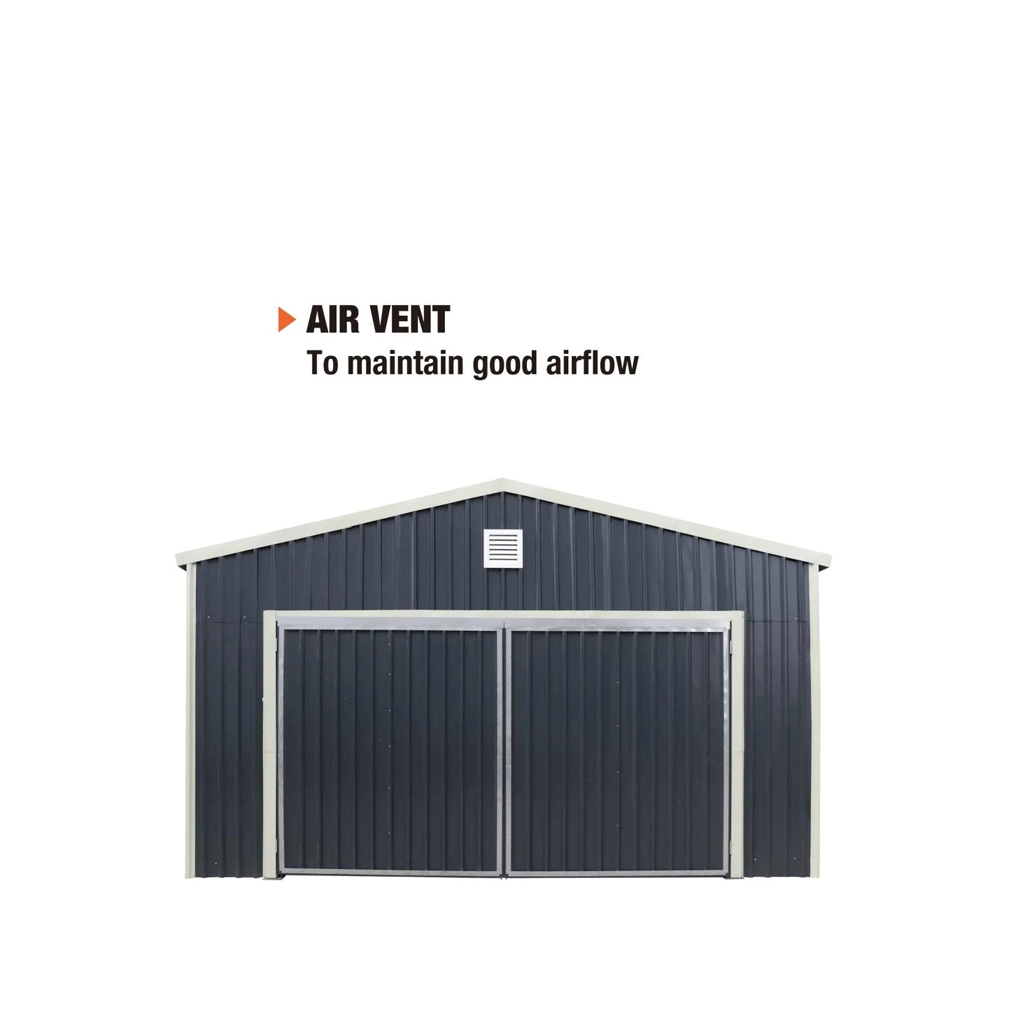 16’ X 24’ Metal Garage Shed with Double Front Doors, 10’ Peak Height, Side Entry Door, 384 Sq-Ft Floor Space, TMG-MS1624