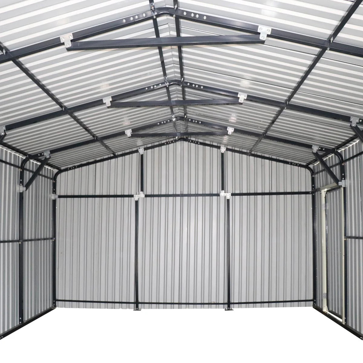 16’ X 24’ Metal Garage Shed with Double Front Doors, 10’ Peak Height, Side Entry Door, 384 Sq-Ft Floor Space, TMG-MS1624