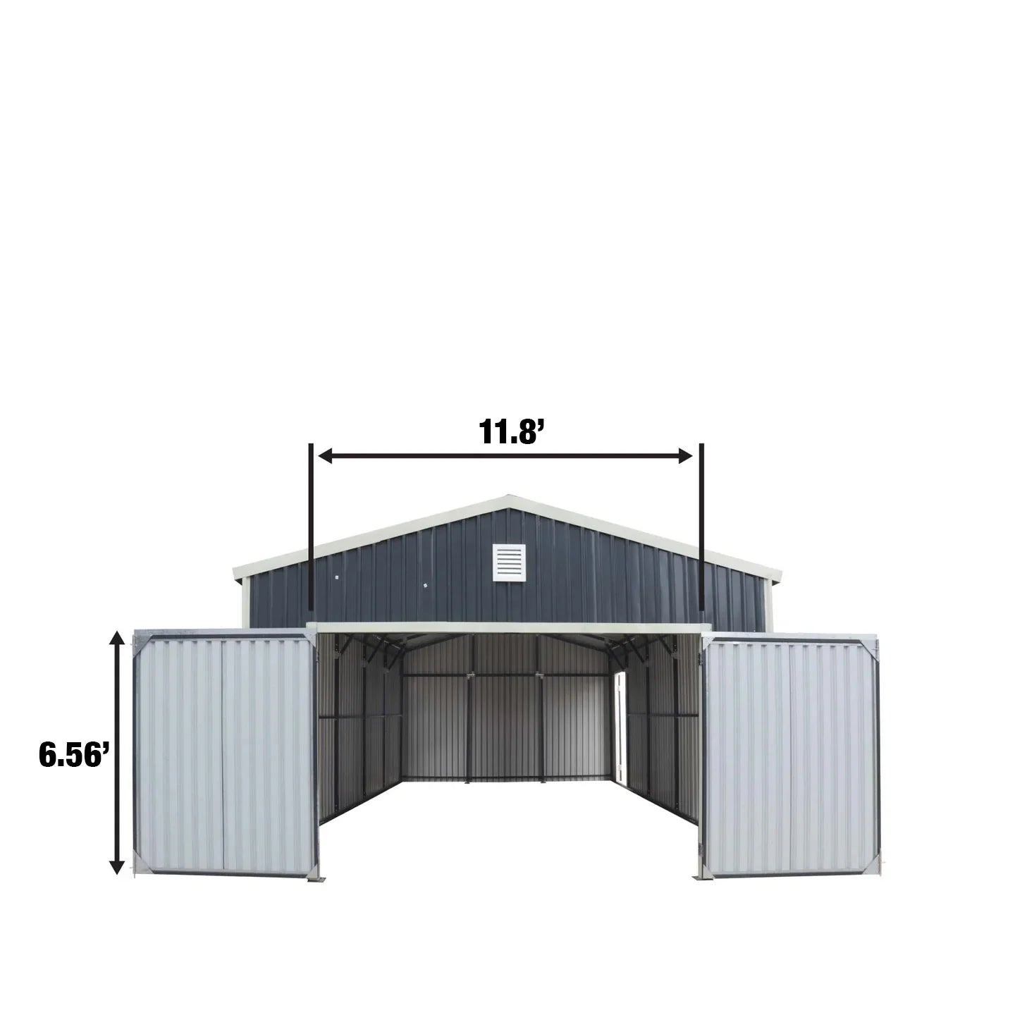 16’ X 24’ Metal Garage Shed with Double Front Doors, 10’ Peak Height, Side Entry Door, 384 Sq-Ft Floor Space, TMG-MS1624