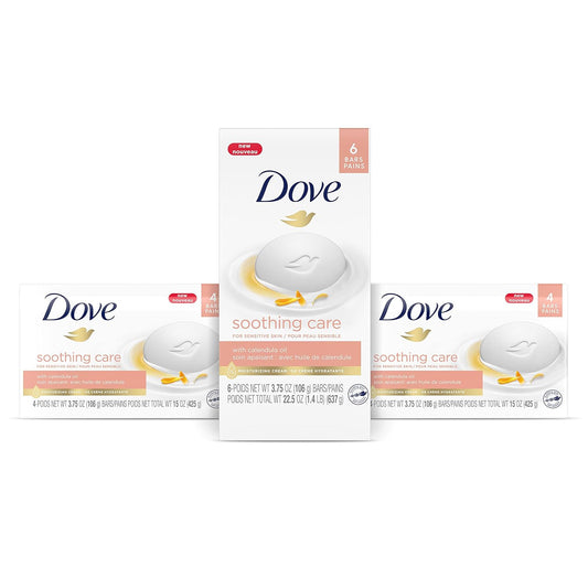 Moisturizing Beauty Bar Soap for Sensitive Skin with Calendula Oil Effectively Washes Away Bacteria, Hydrating and Replenishing Skin Care 3.75 Oz 14 Bars