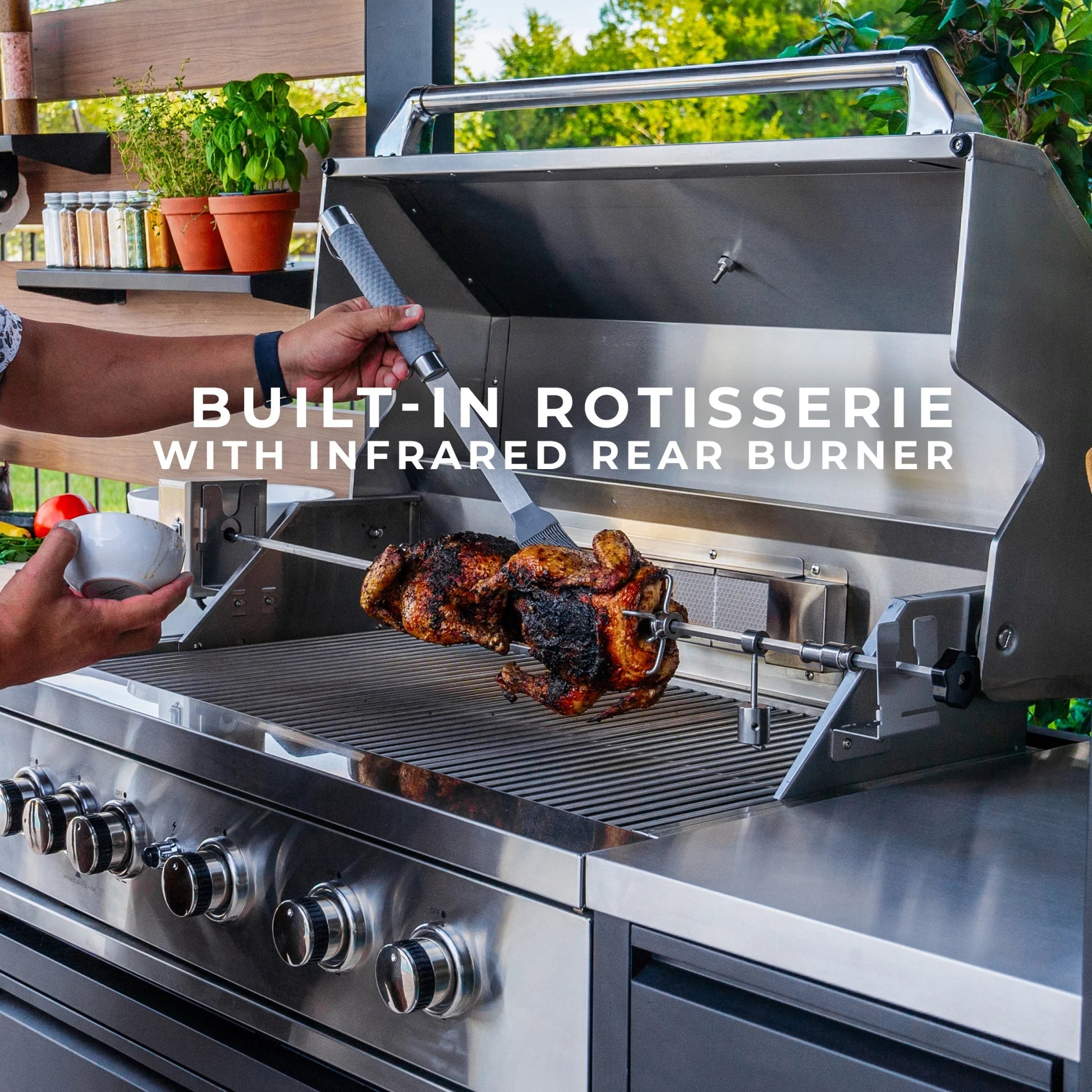 Fusion Flame Galvanized Steel Covered Outdoor Kitchen, Grill, Fridge