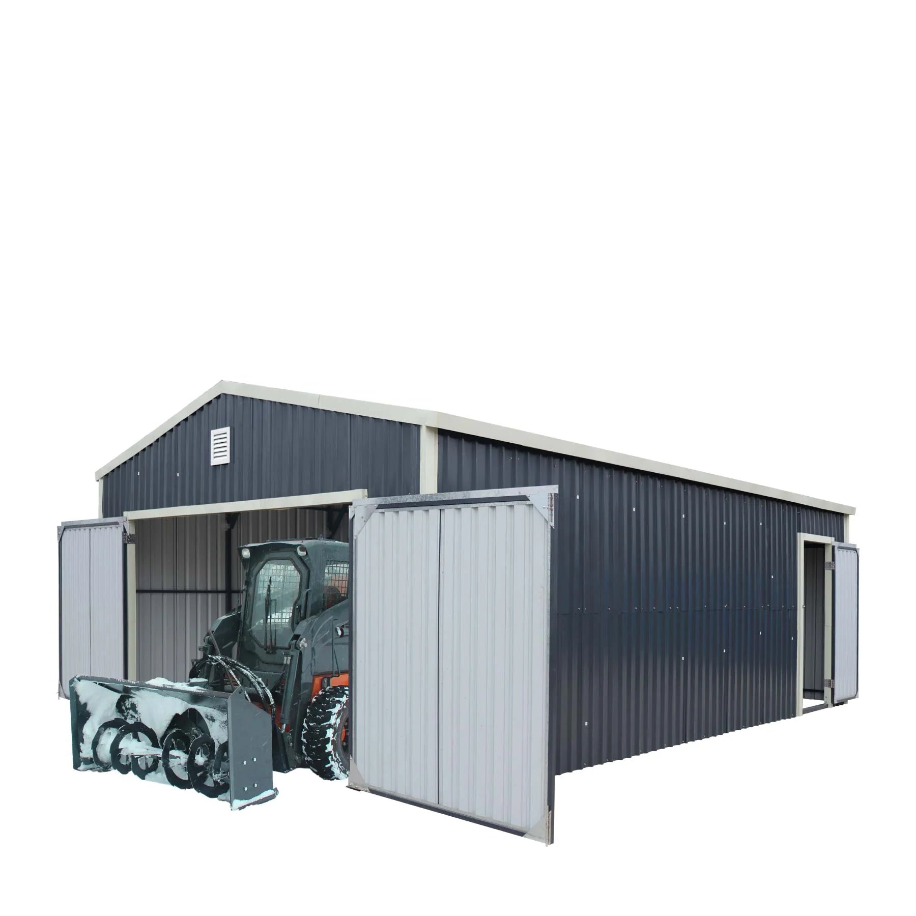 16’ X 24’ Metal Garage Shed with Double Front Doors, 10’ Peak Height, Side Entry Door, 384 Sq-Ft Floor Space, TMG-MS1624