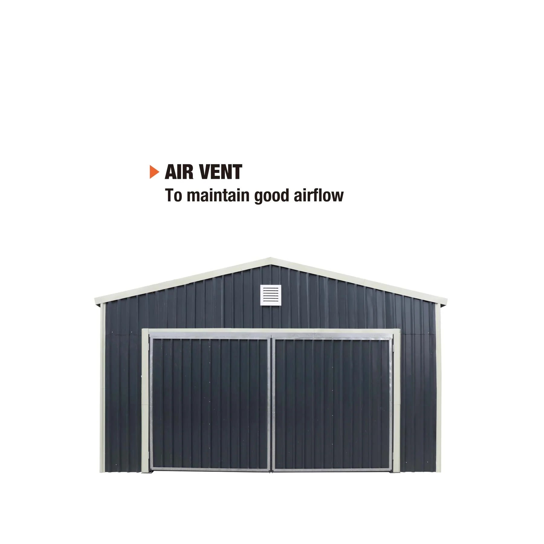 16’ X 24’ Metal Garage Shed with Double Front Doors, 10’ Peak Height, Side Entry Door, 384 Sq-Ft Floor Space, TMG-MS1624