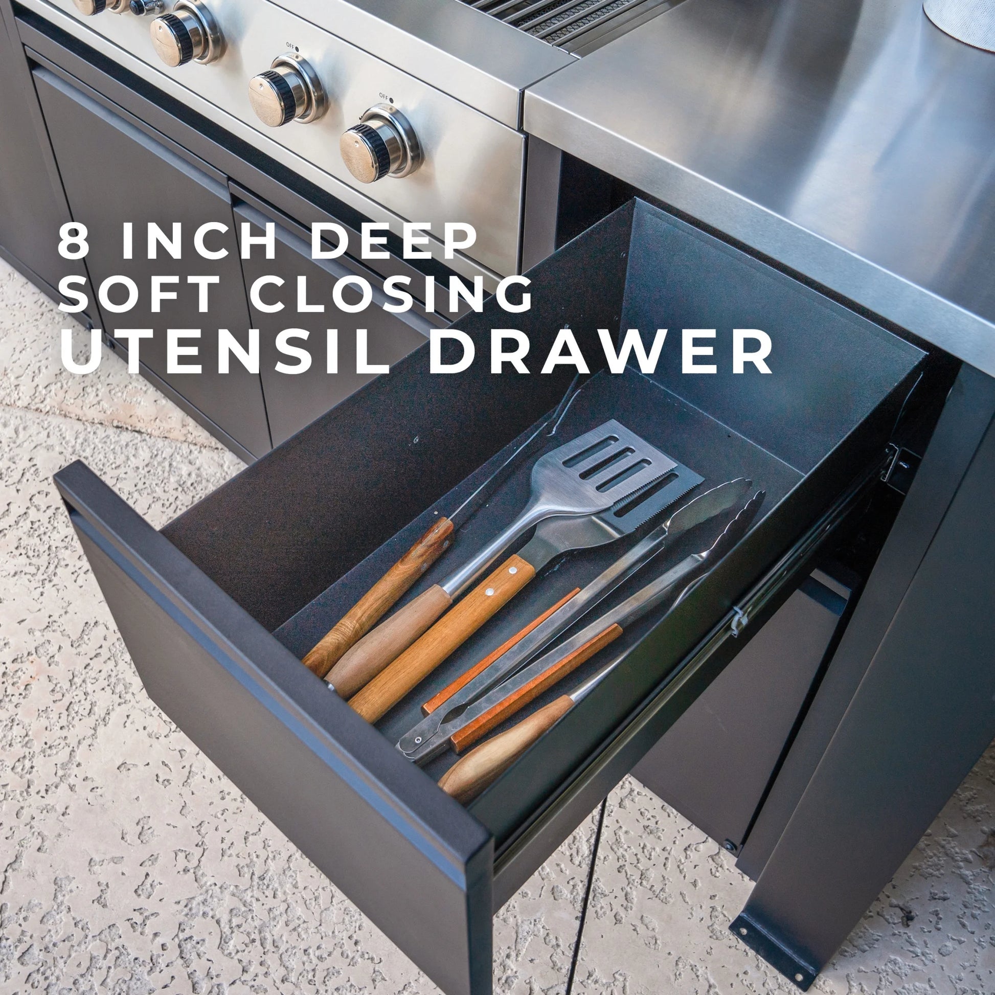 Fusion Flame Galvanized Steel Covered Outdoor Kitchen, Grill, Fridge