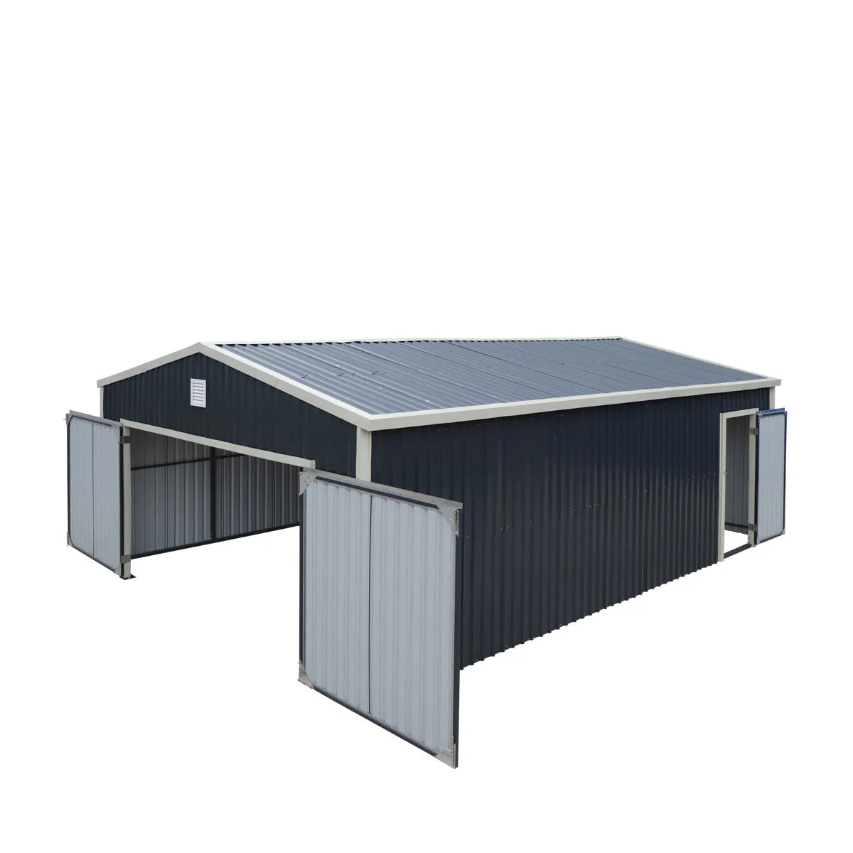 16’ X 24’ Metal Garage Shed with Double Front Doors, 10’ Peak Height, Side Entry Door, 384 Sq-Ft Floor Space, TMG-MS1624