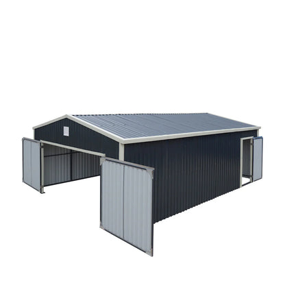 16’ X 24’ Metal Garage Shed with Double Front Doors, 10’ Peak Height, Side Entry Door, 384 Sq-Ft Floor Space, TMG-MS1624