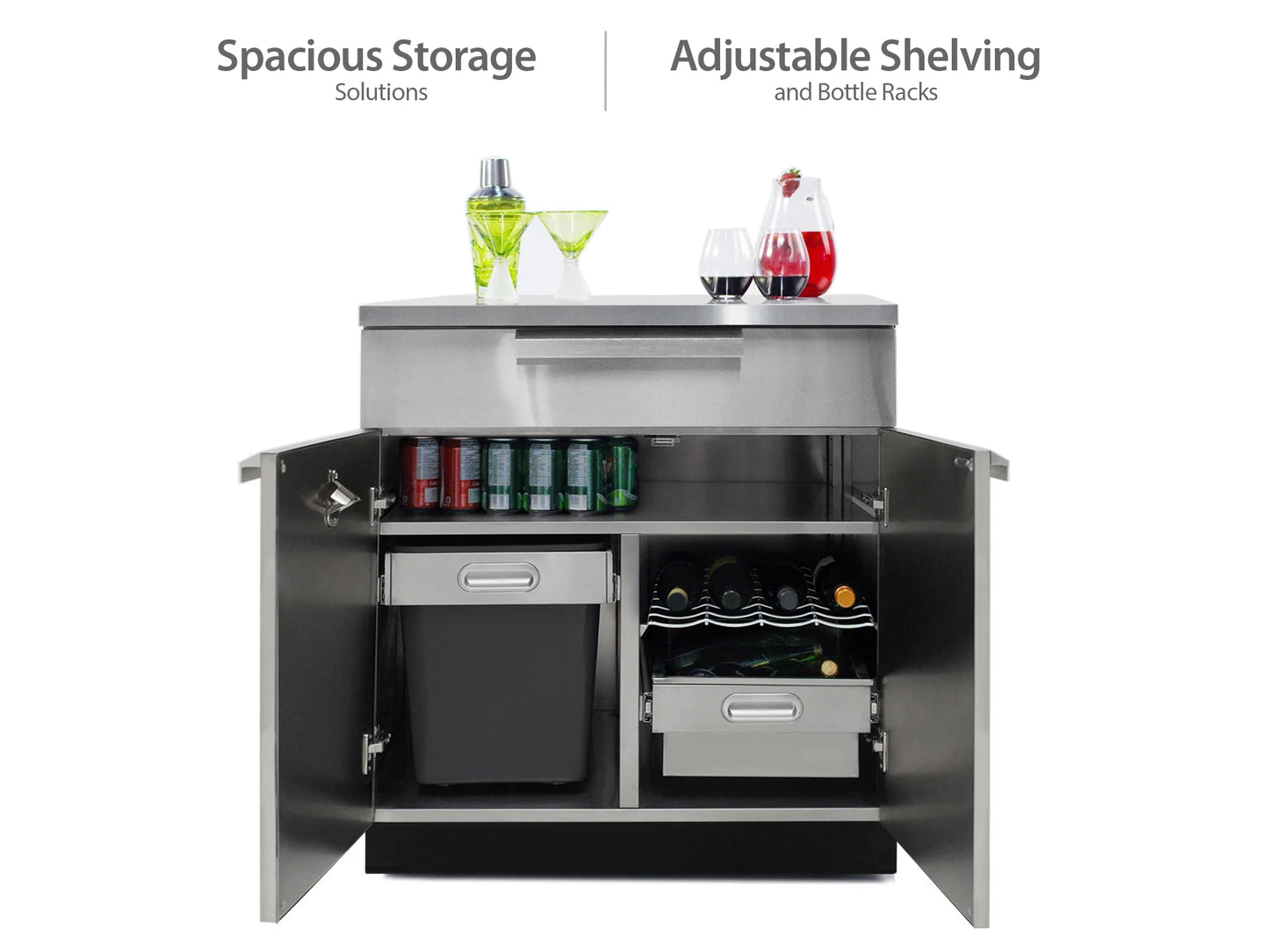 Outdoor Kitchen 6 Piece Cabinet Set in Stainless Steel with Countertops