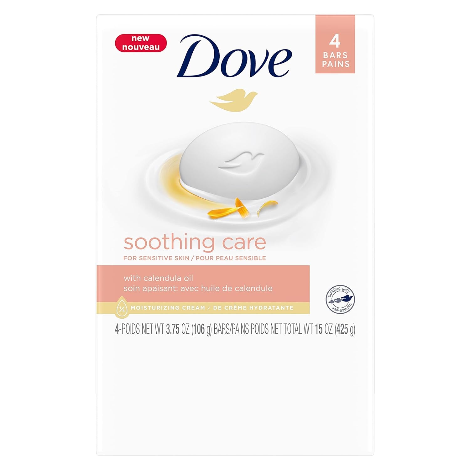 Moisturizing Beauty Bar Soap for Sensitive Skin with Calendula Oil Effectively Washes Away Bacteria, Hydrating and Replenishing Skin Care 3.75 Oz 14 Bars