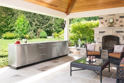 Outdoor Kitchen 6 Piece Cabinet Set in Stainless Steel with Countertops