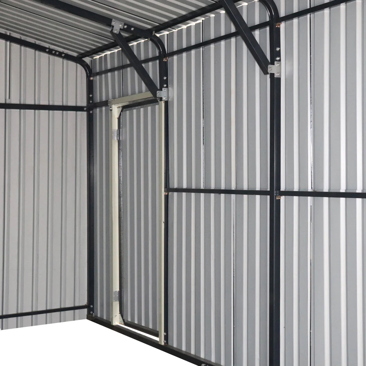 16’ X 24’ Metal Garage Shed with Double Front Doors, 10’ Peak Height, Side Entry Door, 384 Sq-Ft Floor Space, TMG-MS1624